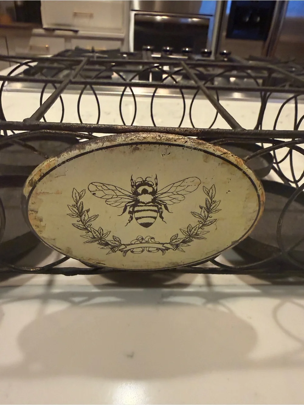 Rustic Bee Metal 6 Jar Caddy Basket Farmhouse French Country Decor